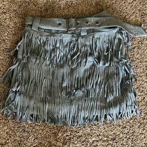 12th Tribe Blue Fringe Rhinestone Western Skort - SM